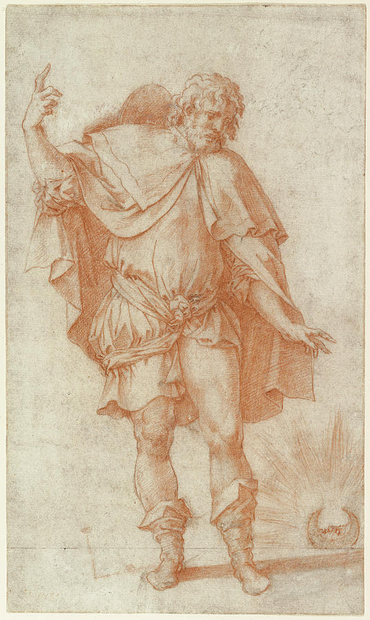 1494 Drawing - Study Of A Male Figure Empedocles Andor Saint Roch Rosso by Litz Collection