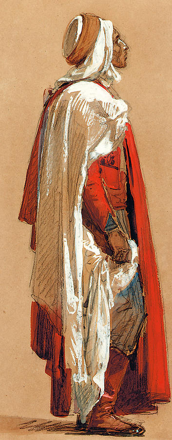Study of a man in Oriental costume Drawing by Isidore Pils Study of a man in Oriental costume Drawing by Isidore Pils