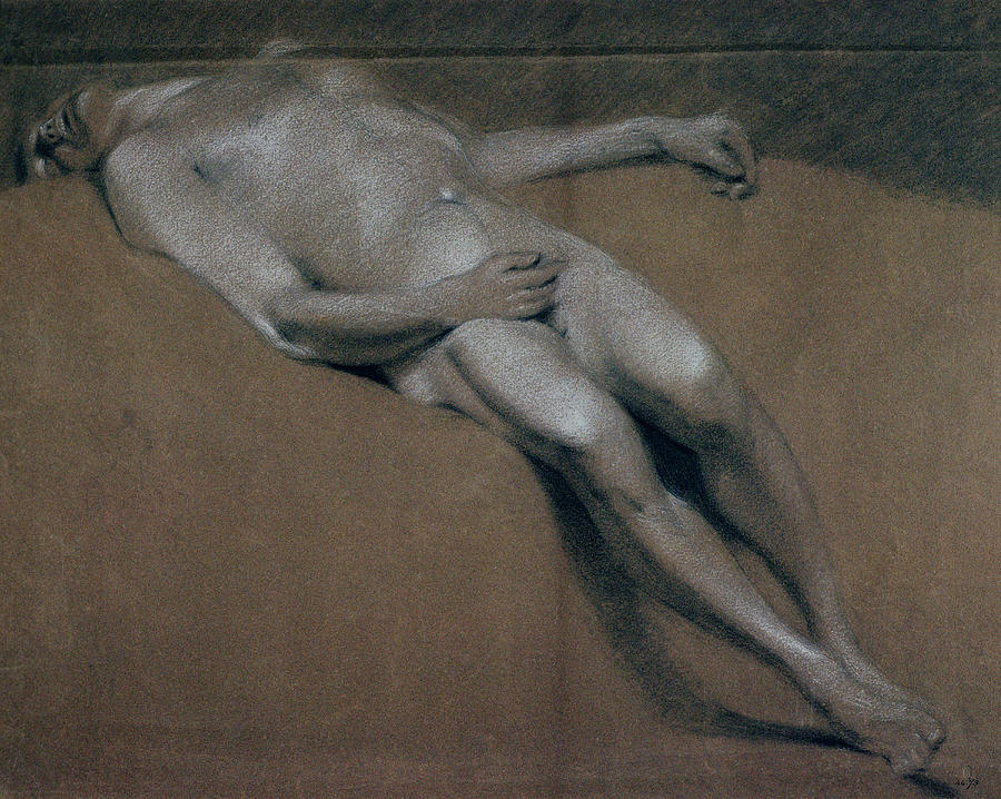 John Constable Drawing - Study Of A Recumbent Male Nude by John Constable