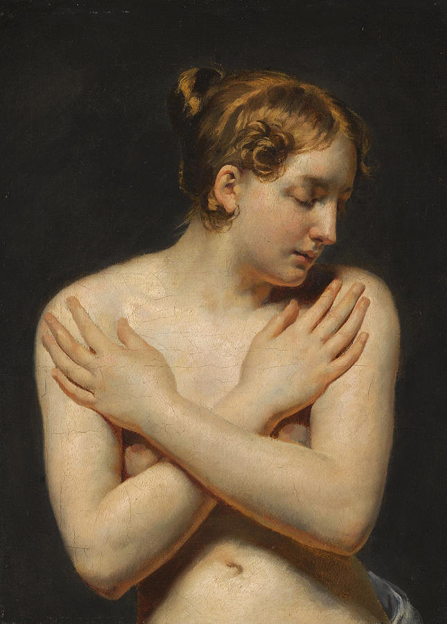 Study of a young Woman with her Arms folded by Circle of Pierre-Narcisse  Guerin