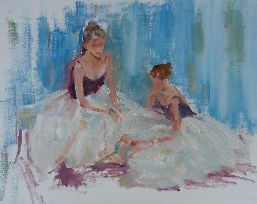 Study of Ballerinas Seated Painting by Carol Berning