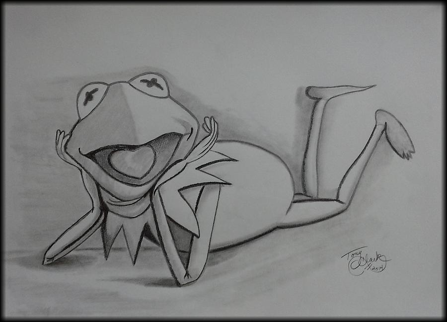 Study of Kermit you give me a lump in the throat Drawing by Tony Clark