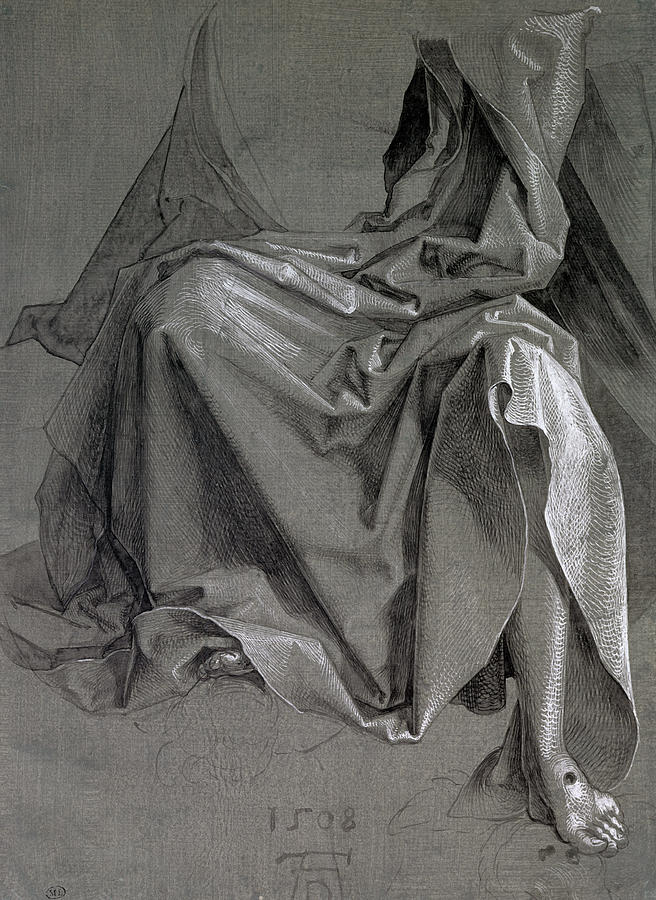 Jesus Christ Photograph - Study Of The Robes Of Christ, 1508 Gouache And Ink On Paper by Albrecht Drer or Duerer