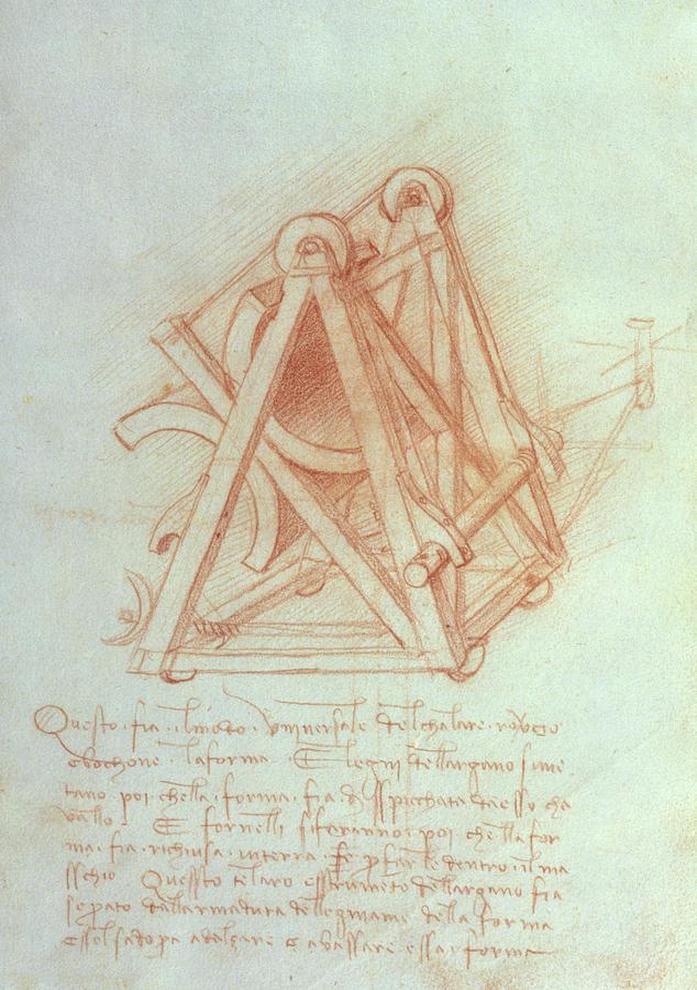 Leonardo Da Vinci Drawing - Study Of The Wooden Framework With Casting Mould For The Sforza Horse by Leonardo da Vinci