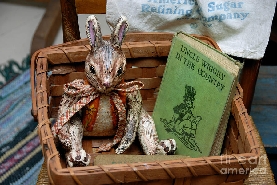 Toy Photograph - Stuffed Rabbit and Uncle Wiggly Book by Amy Cicconi