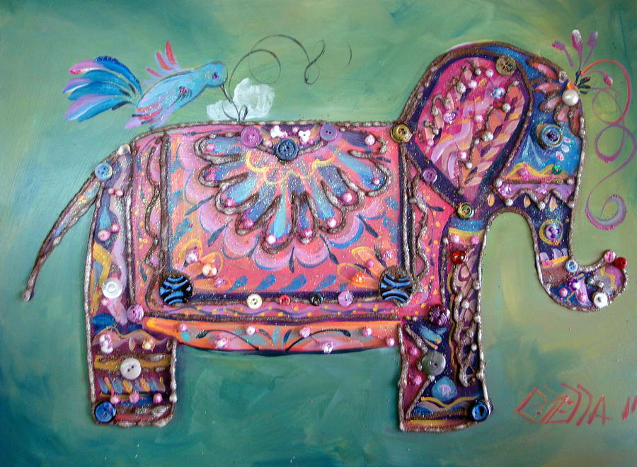 Elephant Mixed Media - Stuffy the Elephant by Otella Brantmier