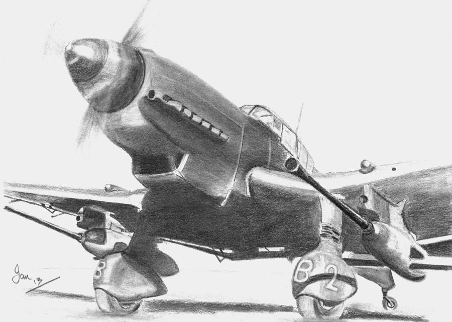 Stuka Drawing by Ian Johnson