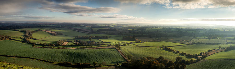 Stunning Autumn sunrise panorama over countryside landscape Photograph ...