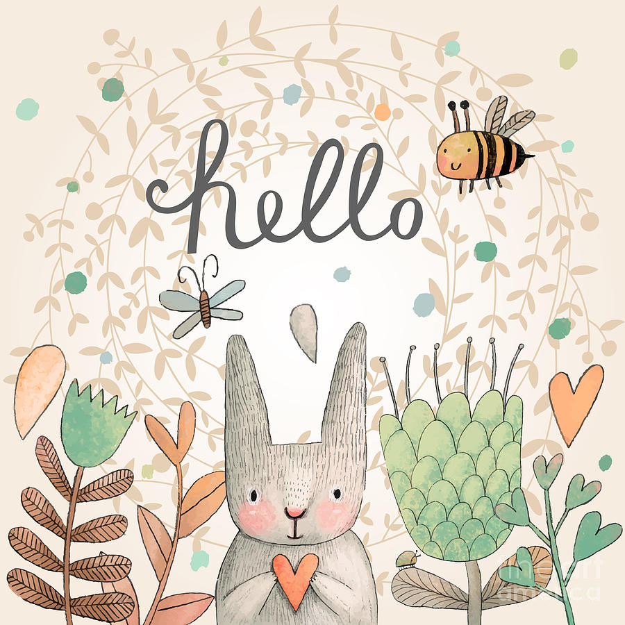 Gift Digital Art - Stunning Card With Cute Rabbit by Smilewithjul Gift Digital Art - Stunning Card With Cute Rabbit by Smilewithjul