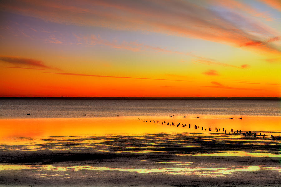 Sunset Photograph - Stunning Sunset over Currituck Outer Banks by Dan Carmichael