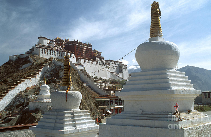 Stupas and Potala Palace - Tibet Photograph by Craig Lovell