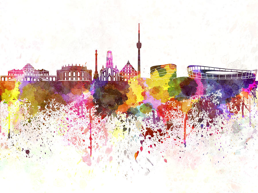 Stuttgart Digital Art - Stuttgart Skyline In Watercolor Background by Pablo Romero Stuttgart Digital Art - Stuttgart Skyline In Watercolor Background by Pablo Romero