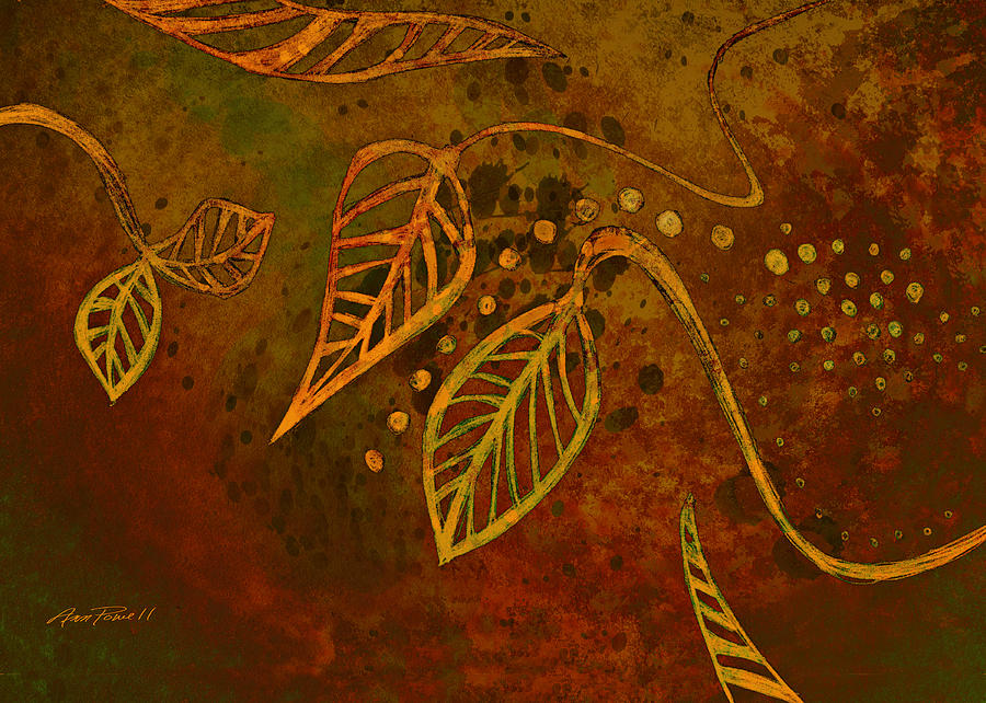 Abstract Digital Art - Stylized Leaves abstract art  by Ann Powell