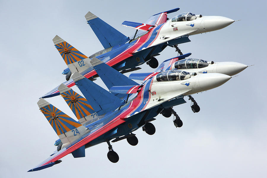 Su-27 Jet Fighters Of Russian Knights Photograph by Artyom Anikeev