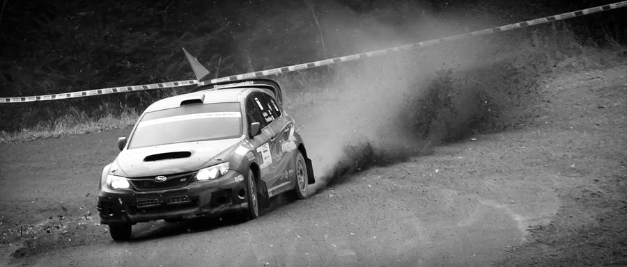 Black And White Photograph - Subaru STI rally by Stefan Donev