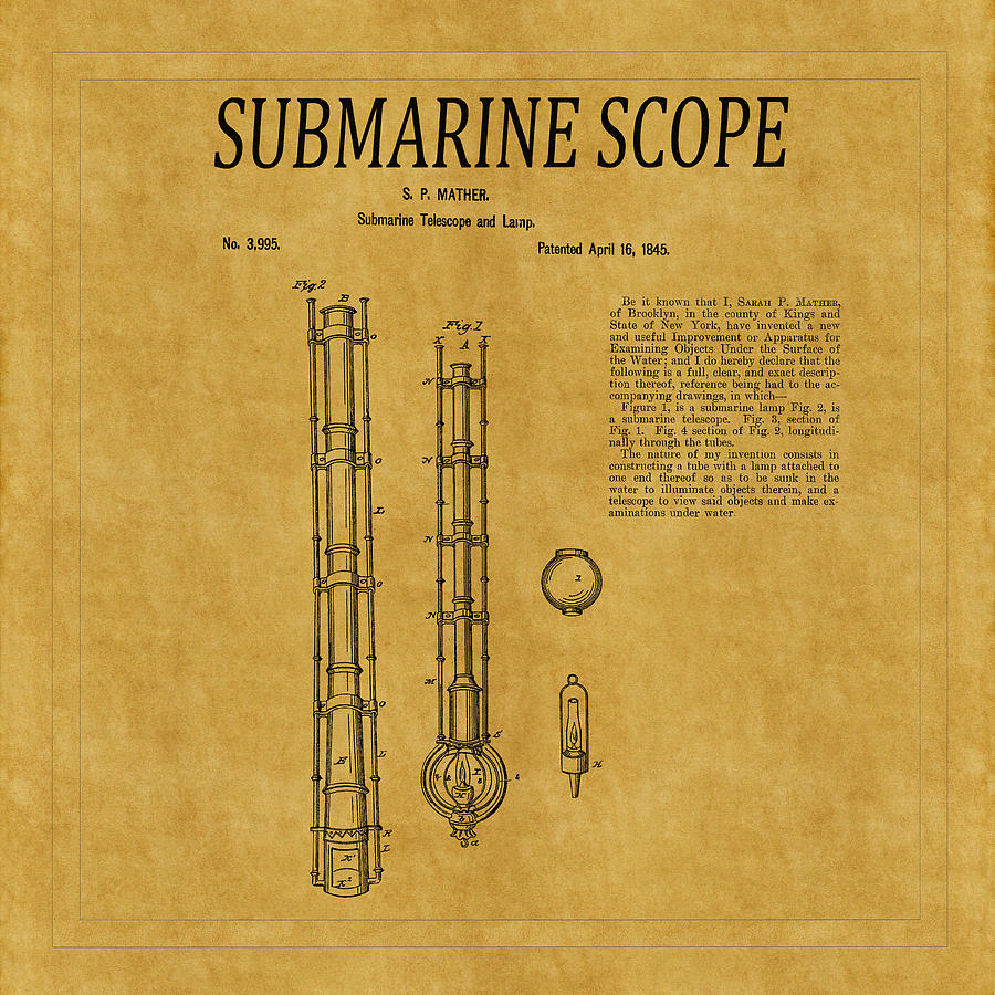 Submarine Scope Patent 1 Photograph by Andrew Fare