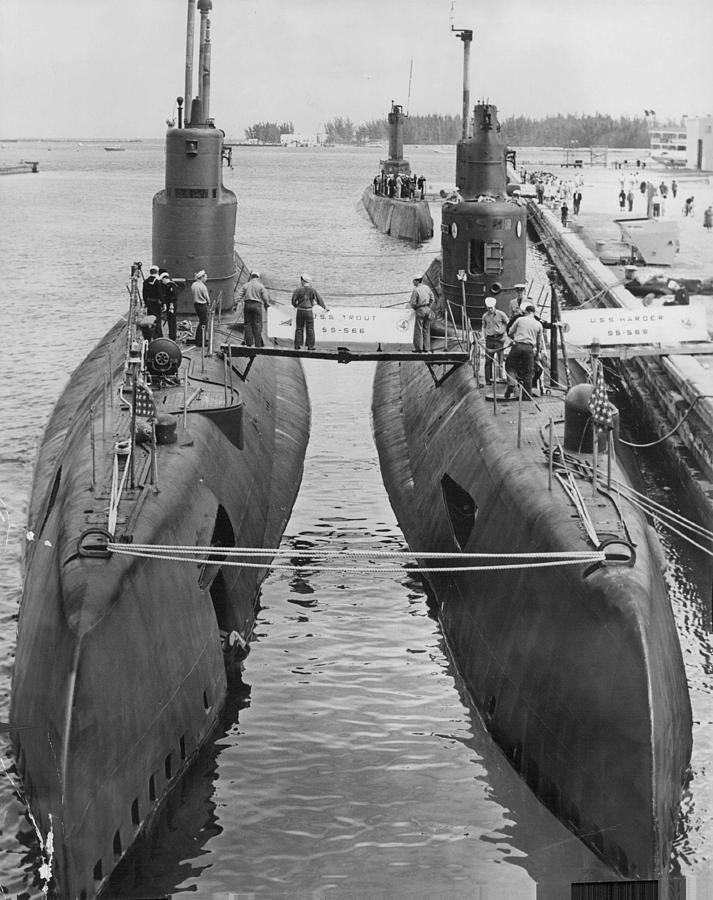 Vintage Photograph - Submarines At Port by Retro Images Archive