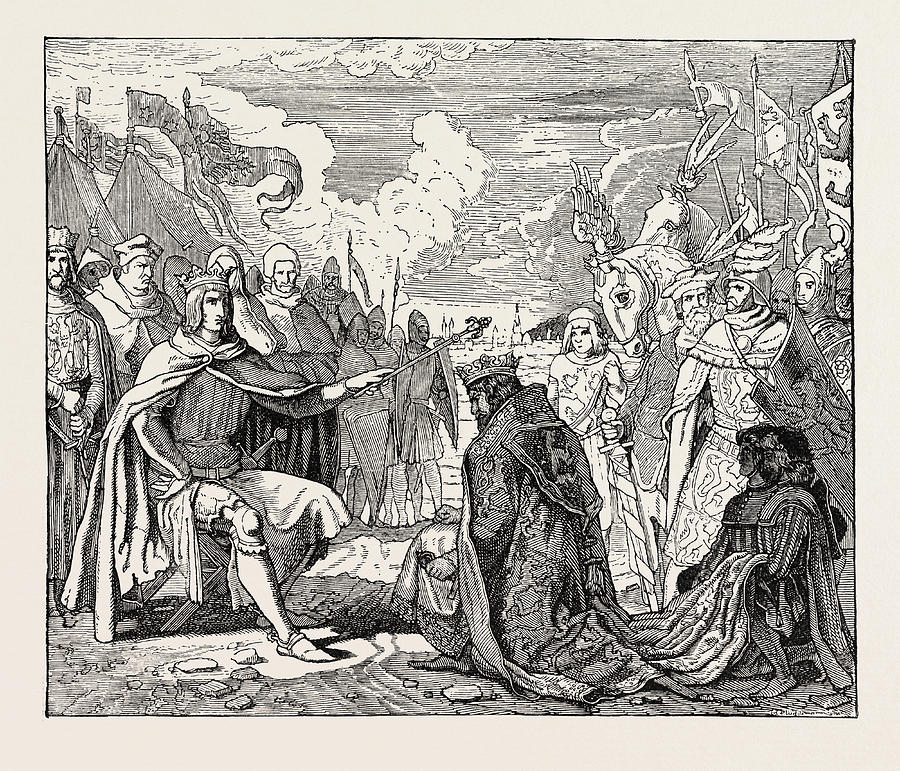 Submission Drawing - Submission Of Ottokar To Rudolf Of Habsburg by English School Submission Drawing - Submission Of Ottokar To Rudolf Of Habsburg by English School