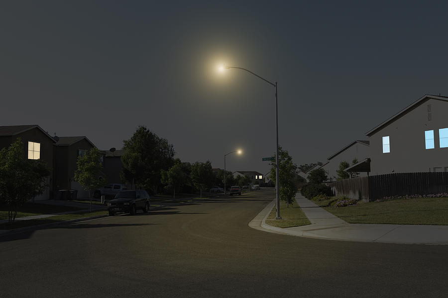 Suburban Street at Night Photograph by Paul Taylor