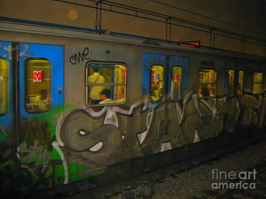 Train Photograph - Subway Graffiti One by John Malone