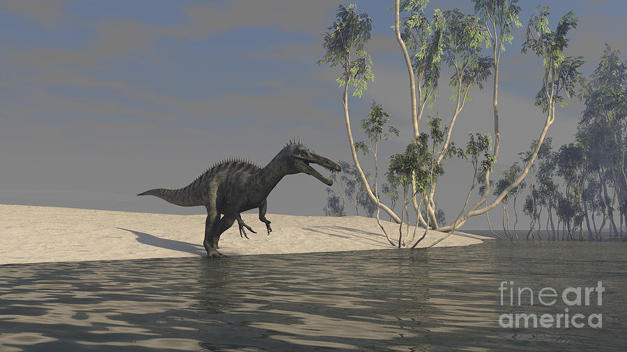 Suchomimus Hunting For Food At The Edge Digital Art by Kostyantyn Ivanyshen