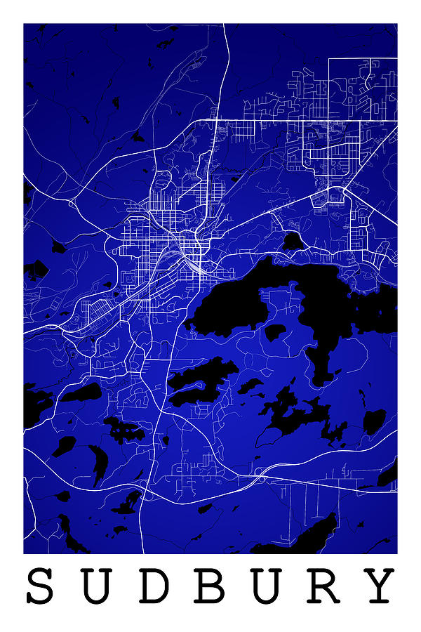 Sudbury Street Map - Sudbury Canada Road Map Art on Colored Back ...