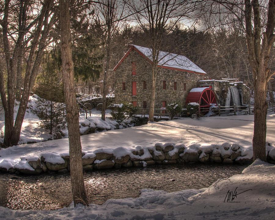 Sudbury Winter Grist Mill Photograph by Mark Valentine