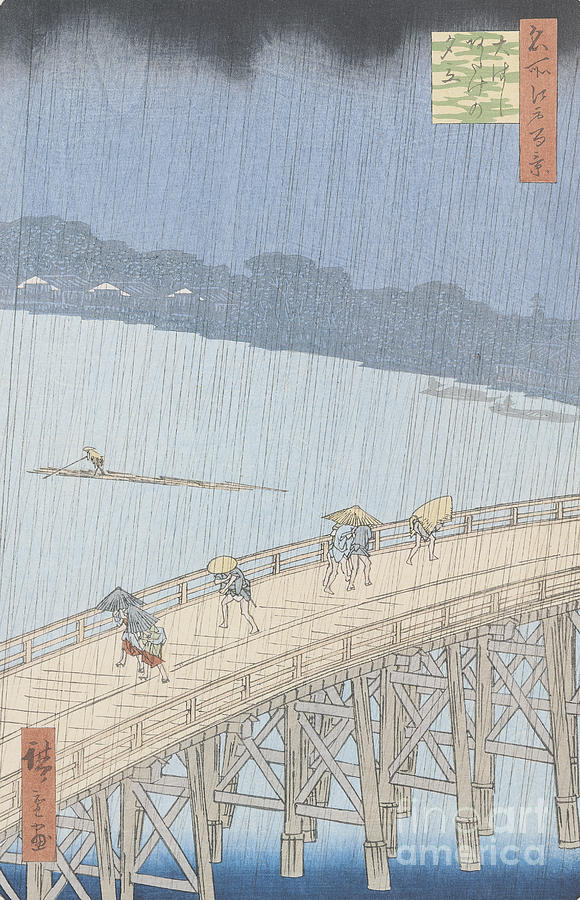 Sudden Shower on Ohashi Bridge at Ataka Painting by Ando Hiroshige