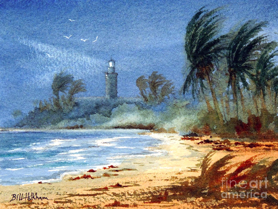 Sudden Storm Faro de Punta Tuna Painting by Bill Holkham