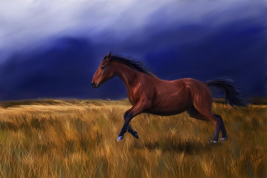 Horse Painting - Galloping Horse Painting by Michelle Wrighton