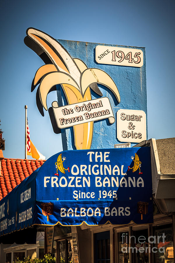 Sugar and Spice Frozen Banana Sign on Balboa Island Photograph by Paul Velgos