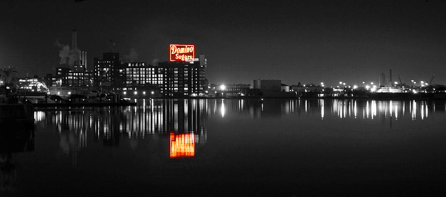 Sugar Glow - Classic Iconic Domino Sugars Neon Sign, Inner Harbor Baltimore, Maryland - Color Splash Photograph by Billy Beck