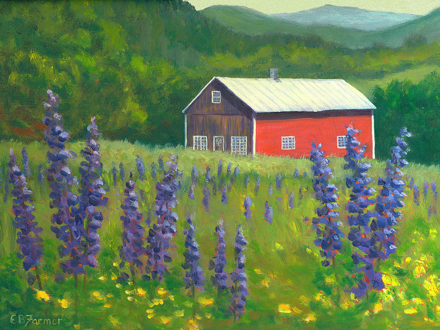 Landscape Painting - Sugar Hill Sampler Barn, New Hampshire by Elaine Farmer