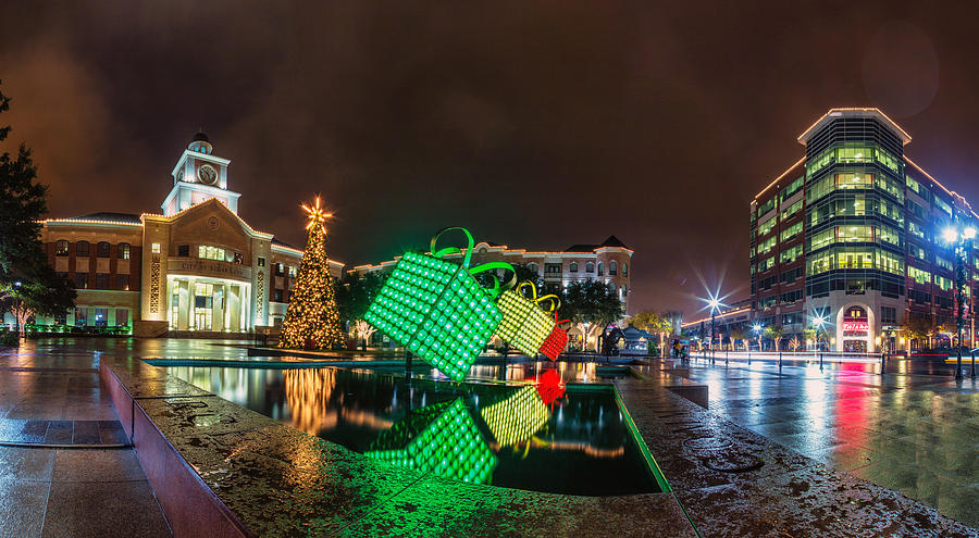 Sugar Land Town Square at Christmas Photograph by Micah Goff