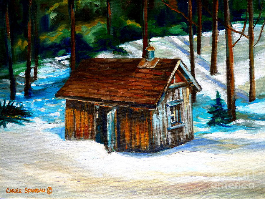 Sugar Shack Quebec Landscape Painting by Carole Spandau Pixels