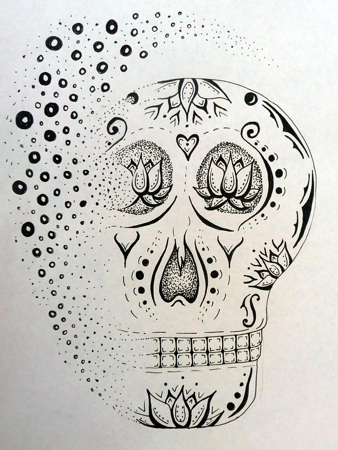 Black And White Drawing - Sugar Skull by E White
