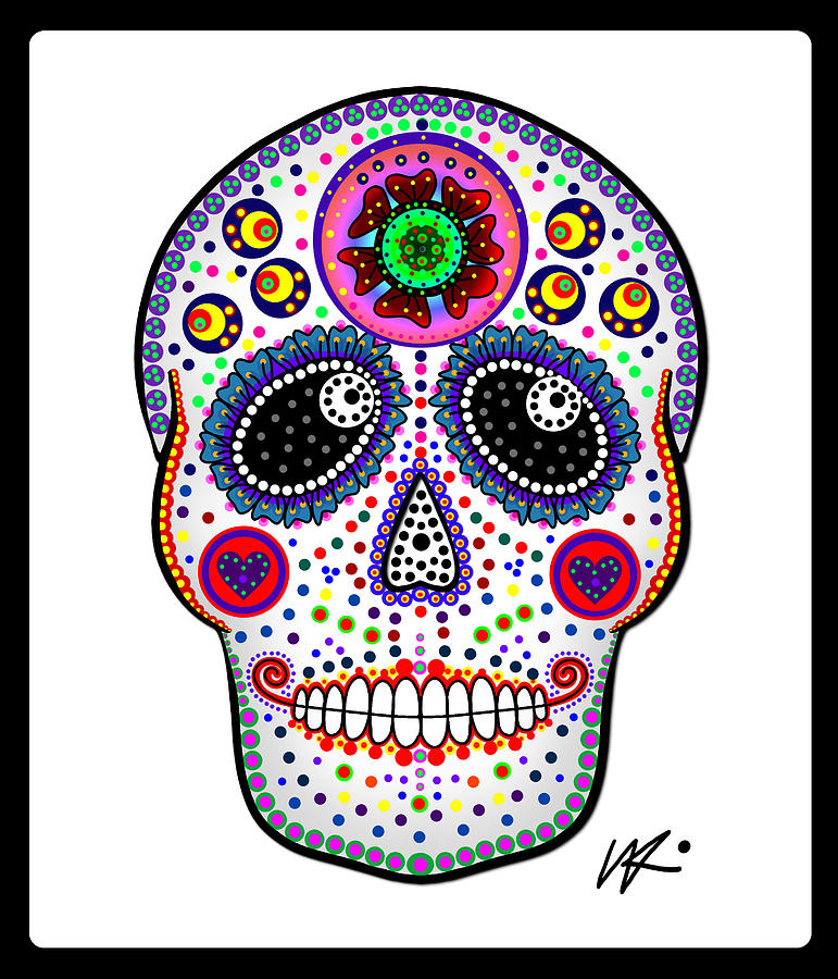 Mayan Digital Art - Sugar Skull by Kiki Art