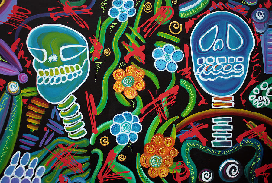 Abstract Painting - Sugar Skull Spirits 2 by Laura Barbosa Abstract Painting - Sugar Skull Spirits 2 by Laura Barbosa