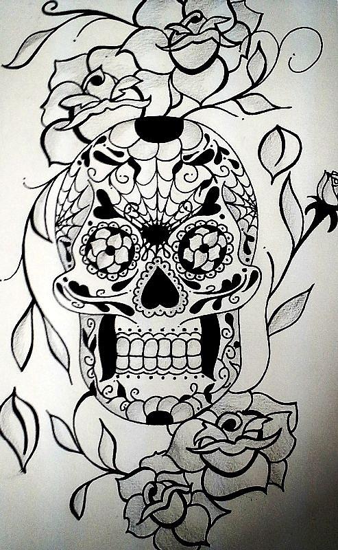 Sugar Skull Drawing By Valerie Silva - Pixels