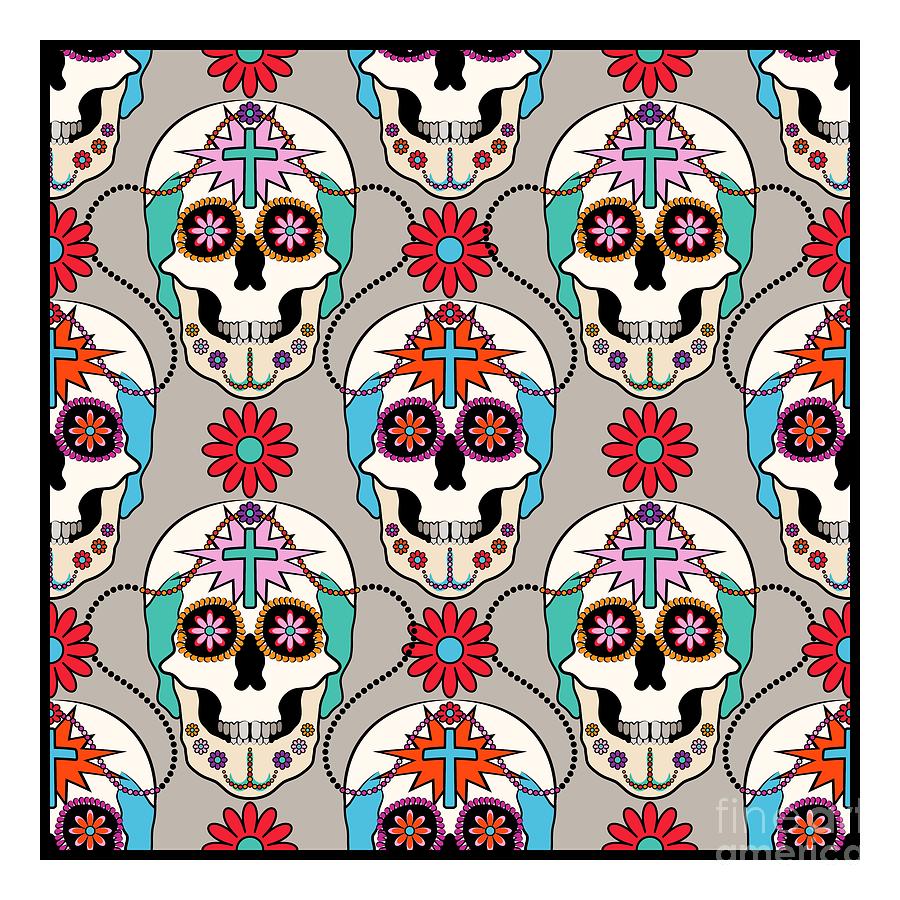 Sugar Skulls Pattern Digital Art by MM Anderson