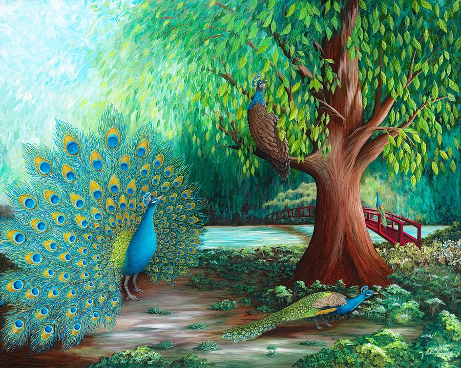 Peacock Painting - Suitors by Katherine Young-Beck