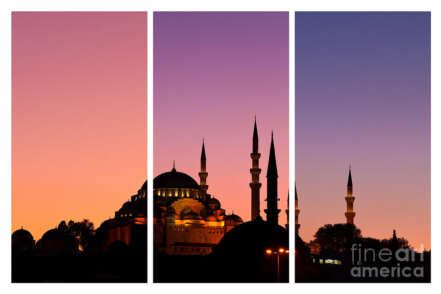 Suleymaniye Sundown Triptych 01 Photograph by Rick Piper Photography