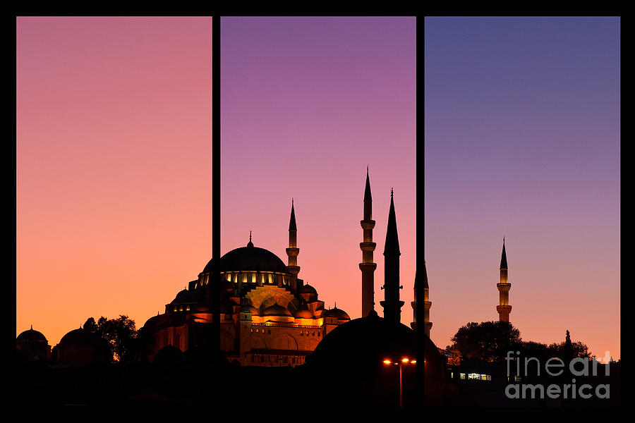 Suleymaniye Sundown Triptych 02 Photograph by Rick Piper Photography