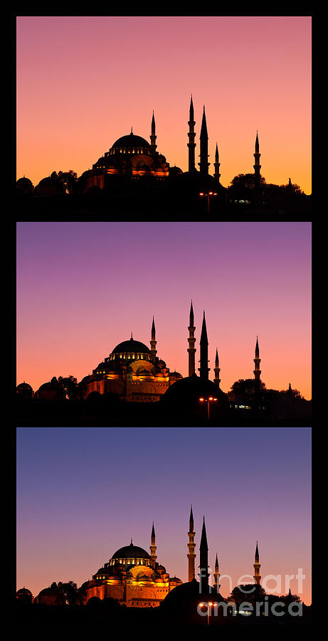 Suleymaniye Sundown Triptych 04 Photograph by Rick Piper Photography