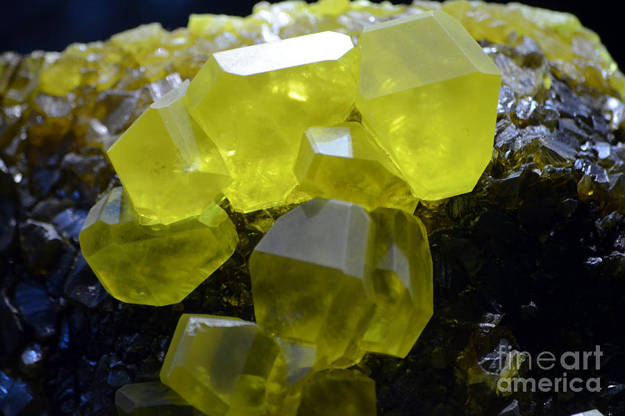 Sulfur Crystals Macro Photograph by Shawn OBrien