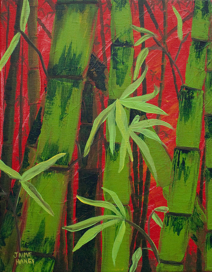 Sultry Bamboo Forest acrylic painting Painting by Jaime Haney