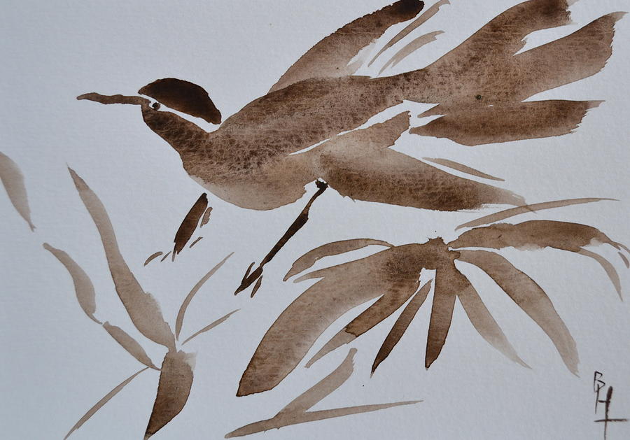 Sumi Bird Painting by Beverley Harper Tinsley