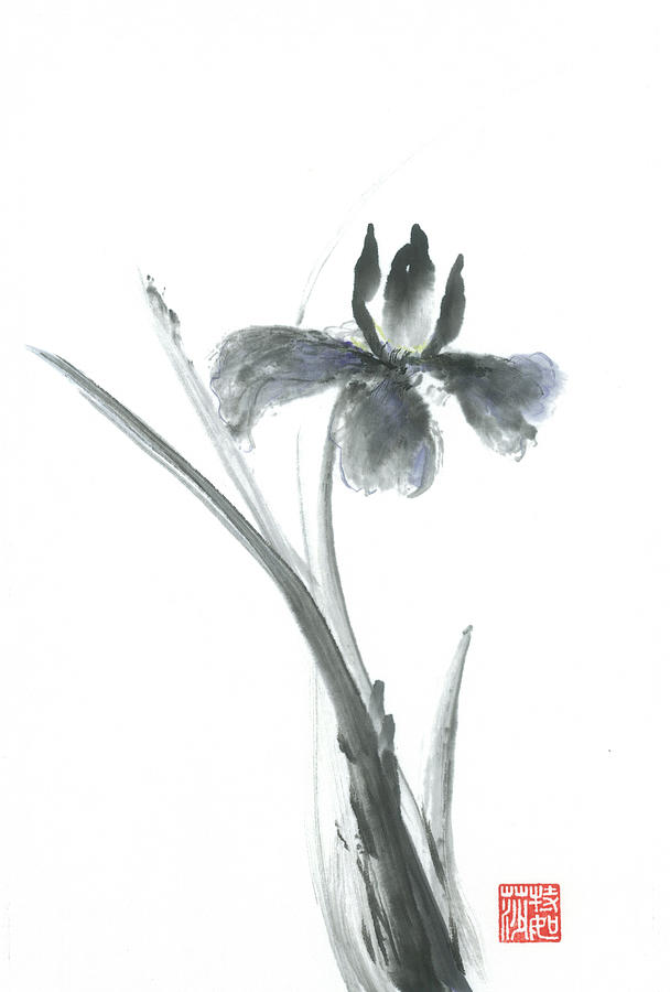 Sumi-e Iris Painting by Terri Harris