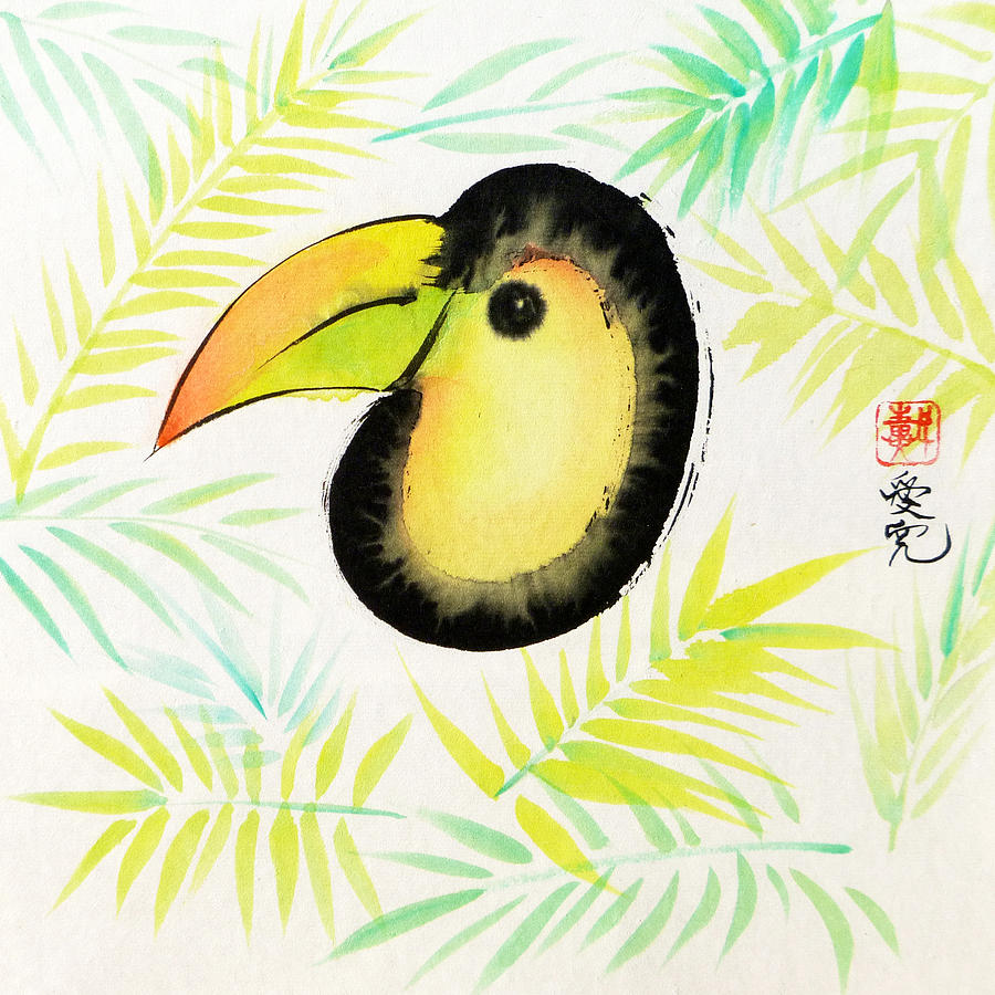 Sumi-e Toucan Painting by Oiyee At Oystudio