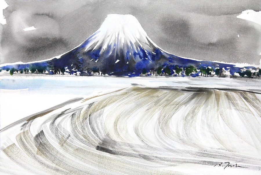 Nature Painting - Sumie No.17 Mt.youtei in Hokkaido Japan by Sumiyo Toribe